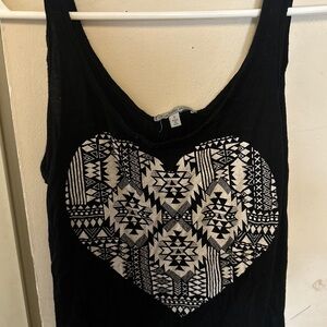Charlotte Russe Black Tank with White Geometric Heart